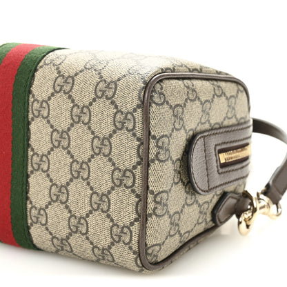 Gucci GG Supreme Monogram Textured Dollar Calfskin Web Mini Ophidia Top Handle Bag Beige Ebony New Acero 10 of 10