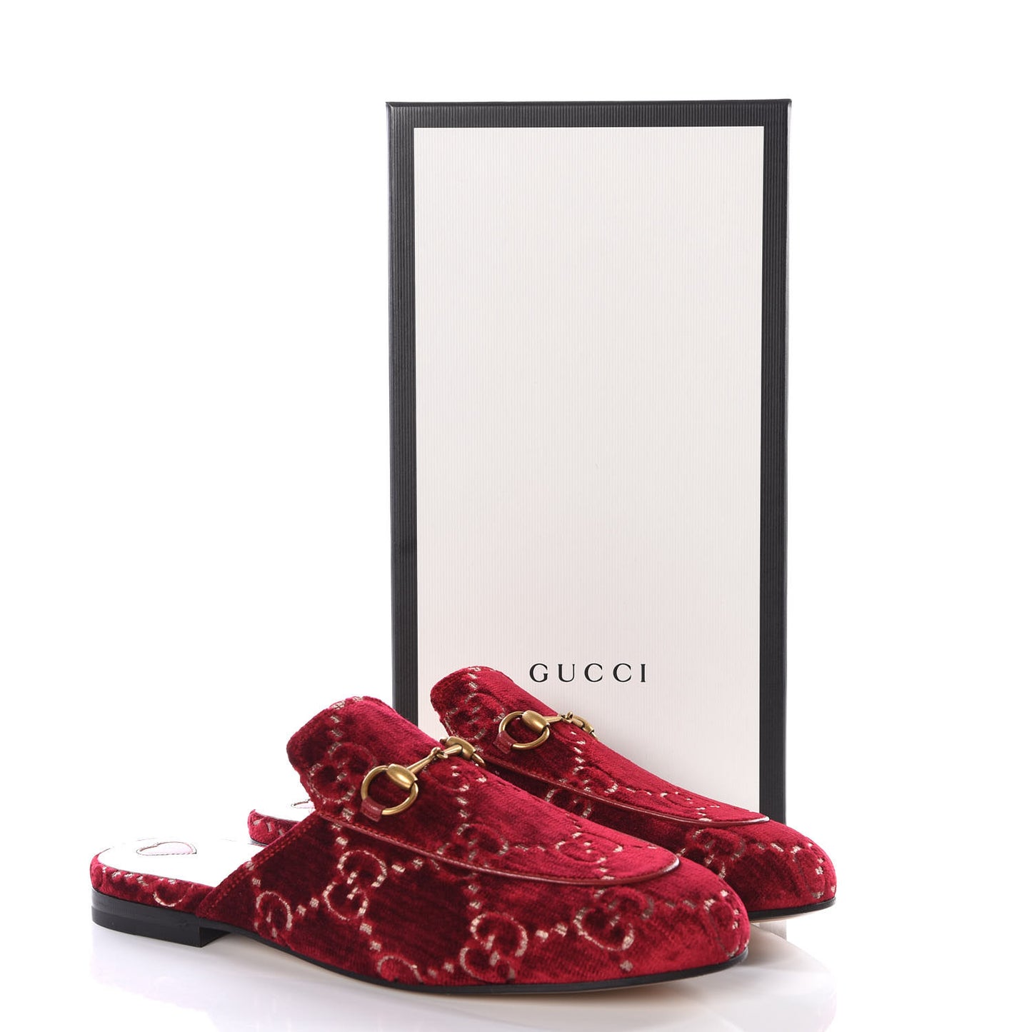 Velvet GG Monogram Womens Princetown Slippers 38 Red Cipria