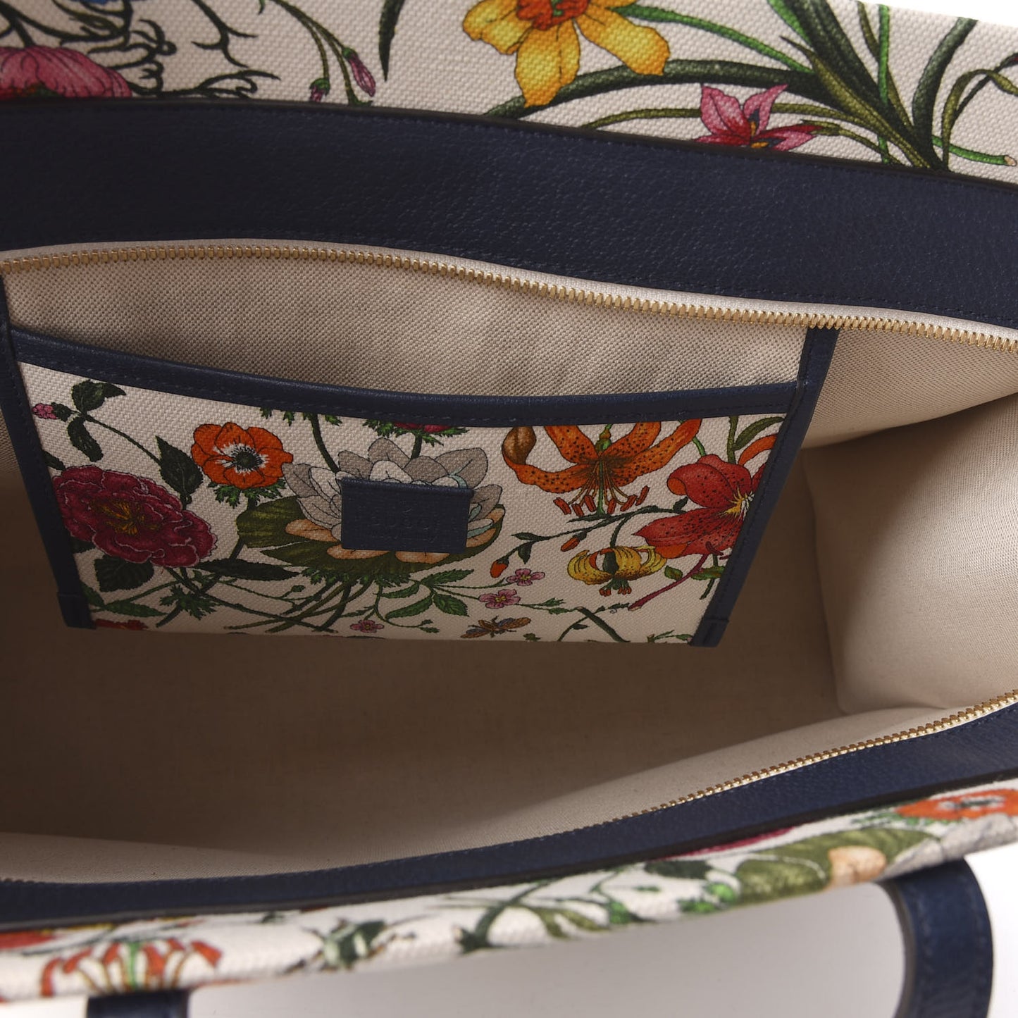 Canvas Large Flora Tote Navy Multicolor
