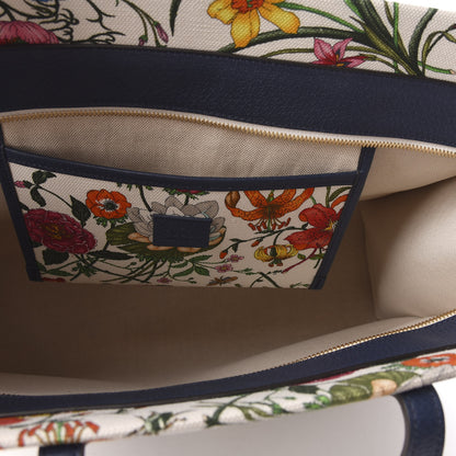 Gucci Canvas Large Flora Tote Navy Multicolor 5 of 9