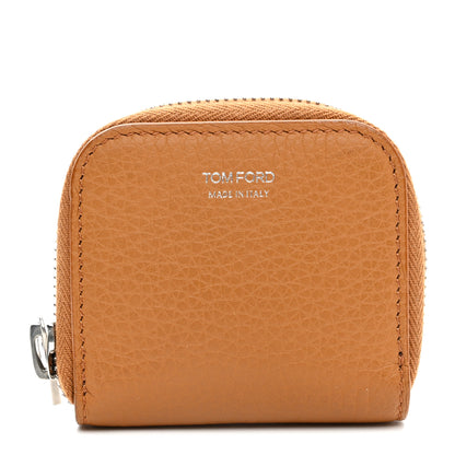 Tom Ford Calfskin Zip Coin Purse Brown 1 of 9