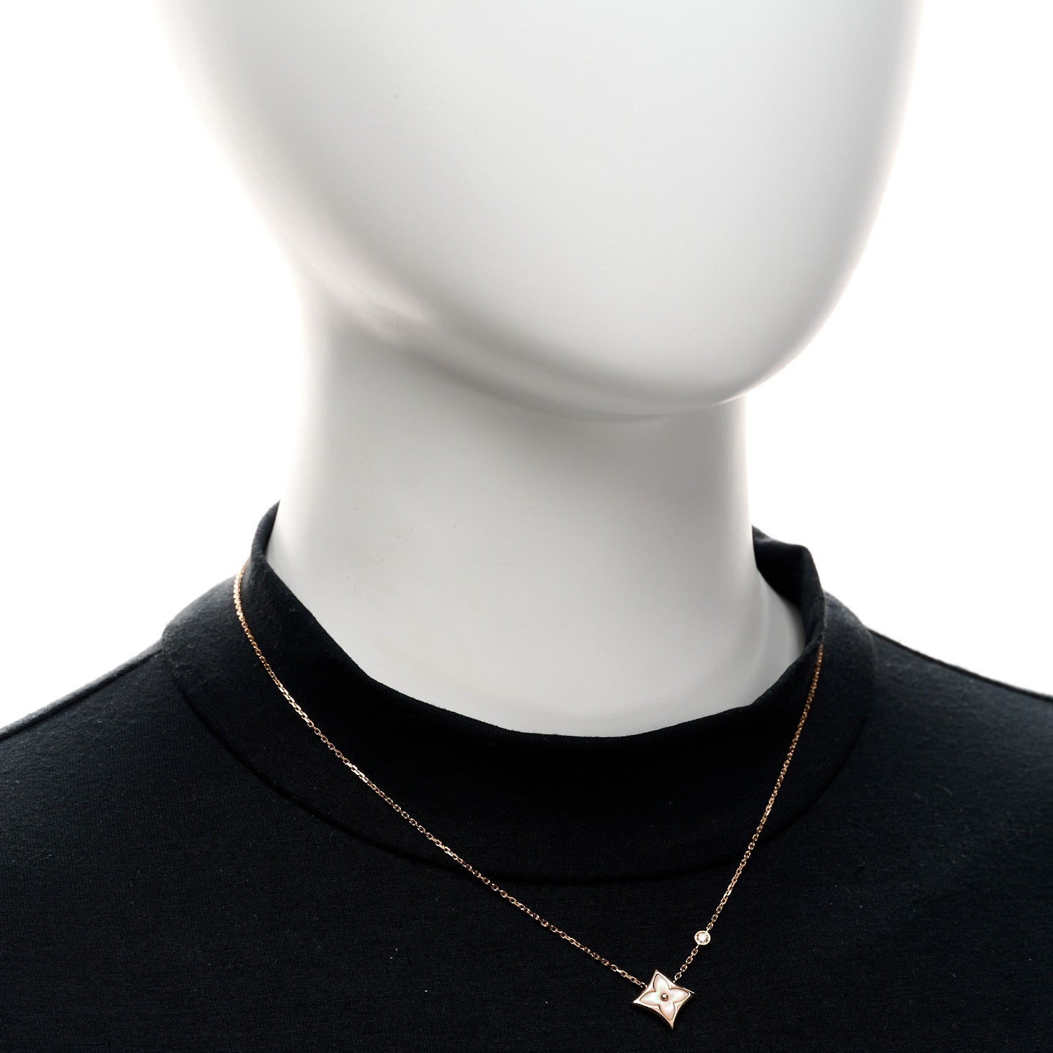 Louis Vuitton 18K Pink Gold Diamond Pink Mother of Pearl Color Blossom BB Star Pendant Necklace 2 of 5