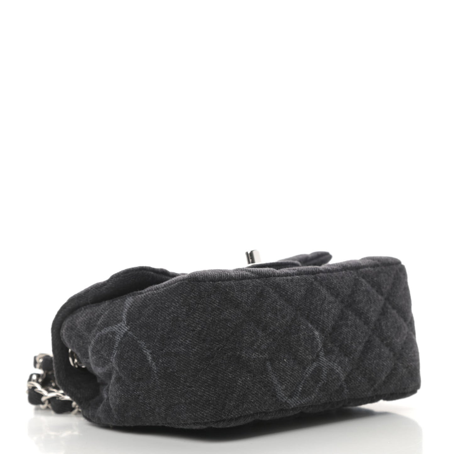 Denim CC Quilted Mini Square Flap Black