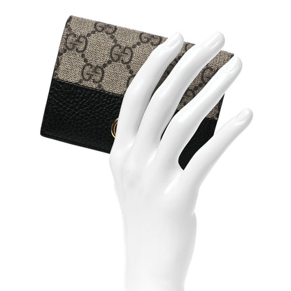 Gucci Dollar Calfskin GG Supreme Monogram GG Marmont Card Case Black Beige Ebony 2 of 12