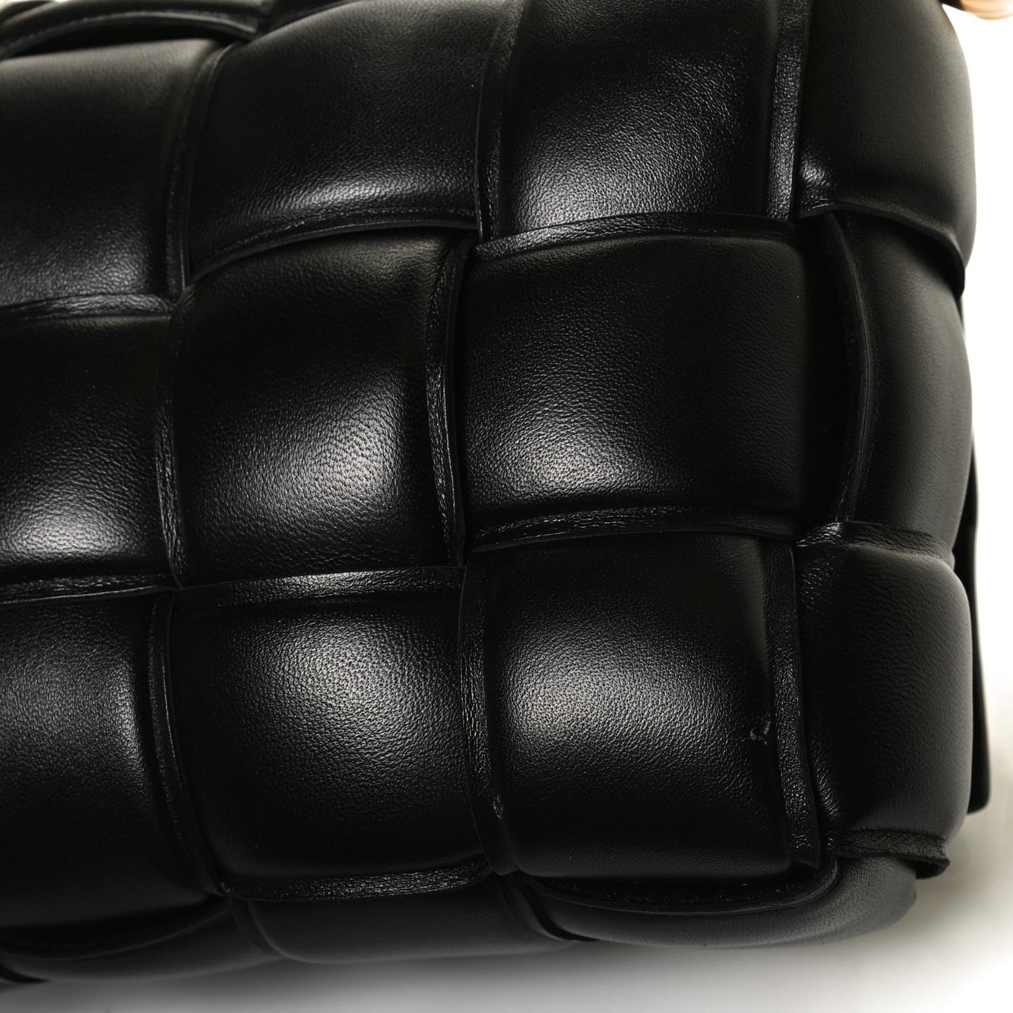 Lambskin Maxi Intreccio Padded Chain Cassette Crossbody Bag Black