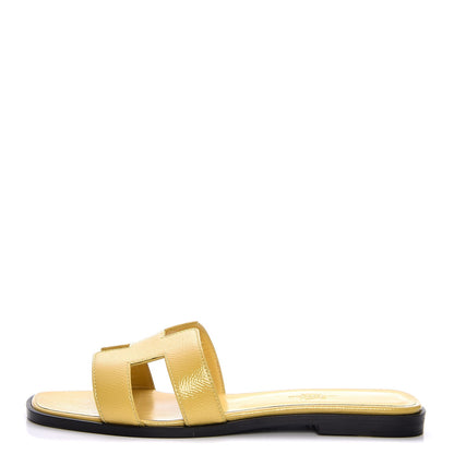 Hermes Patent Epsom Oran Sandals 38 Paille 1 of 7