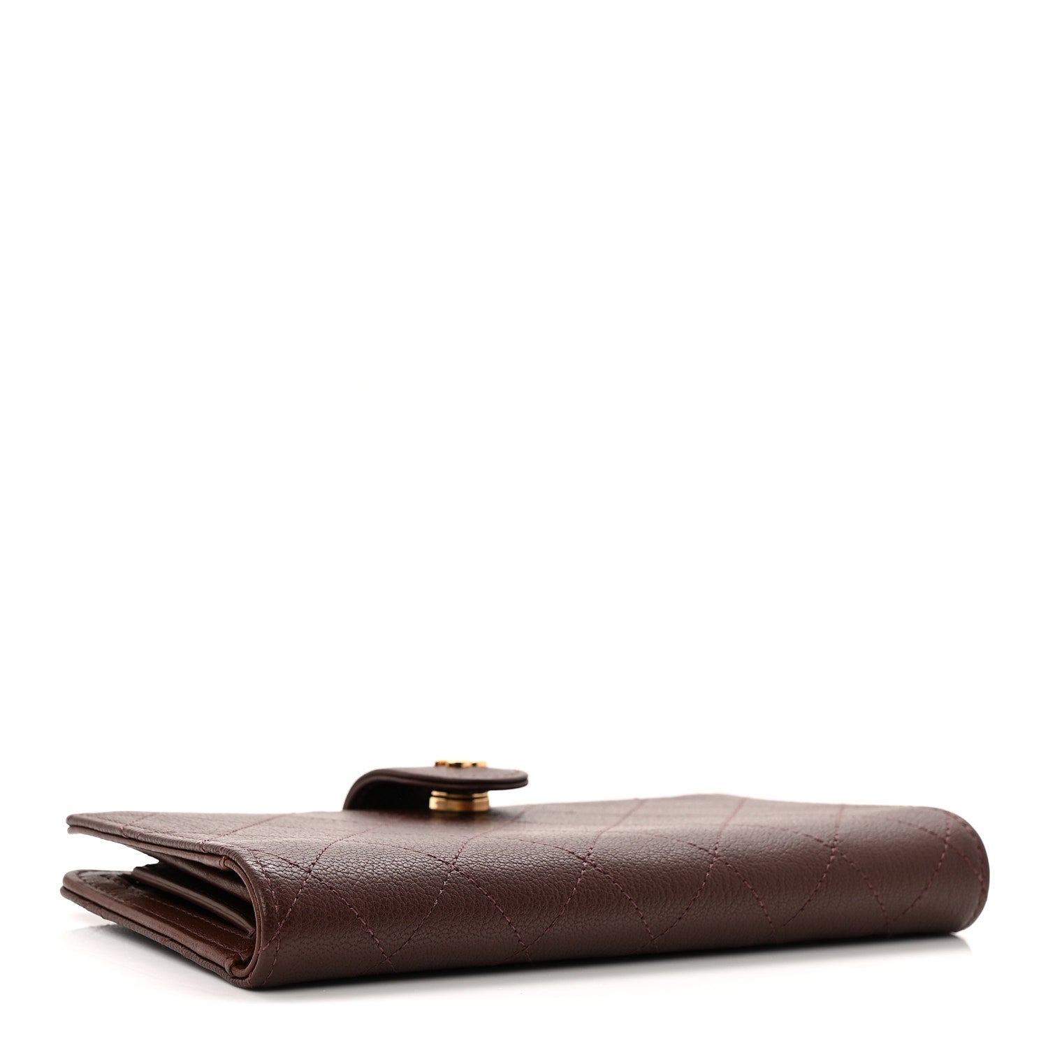 Chanel Goatskin Quilted French Long Wallet Burgundy 4 of 8