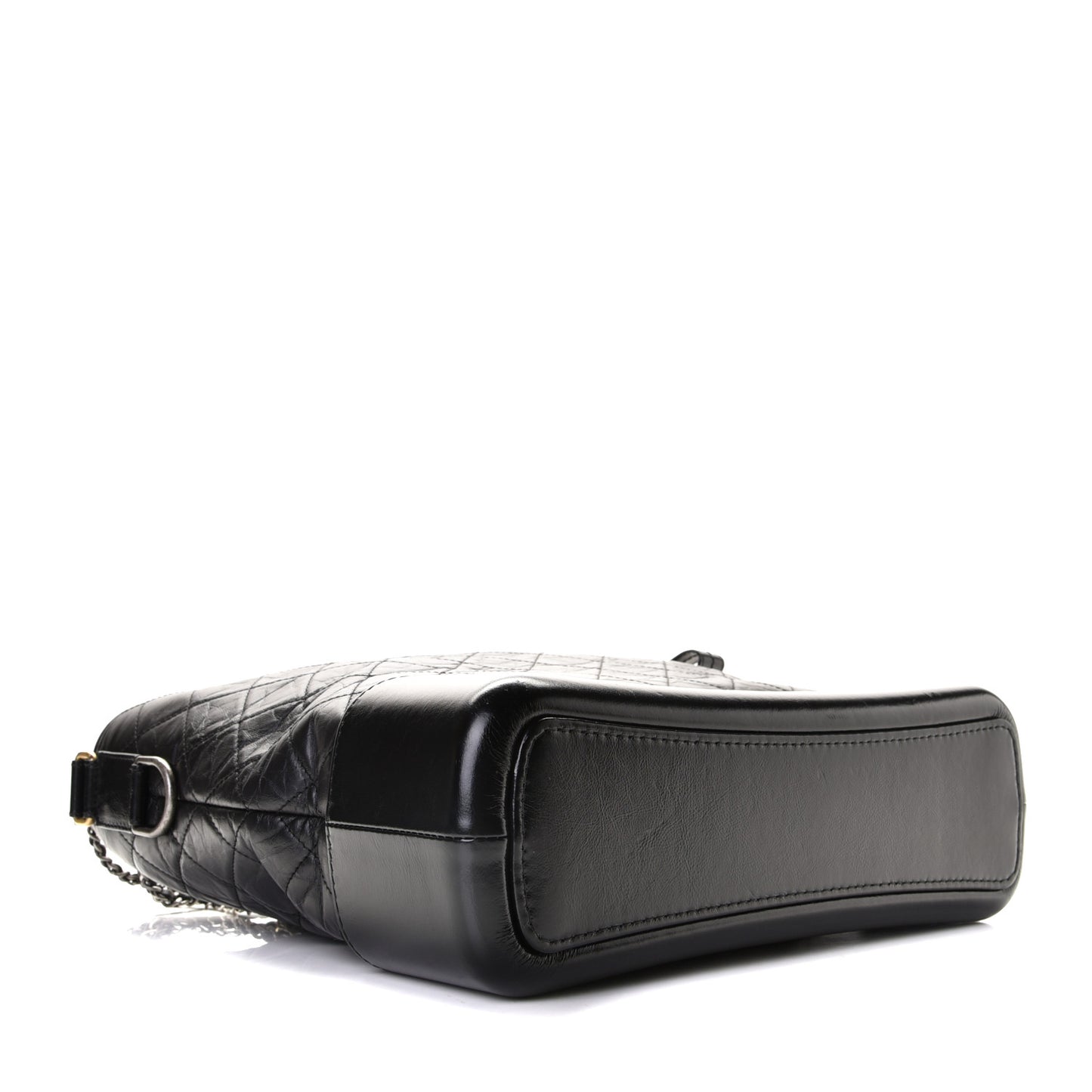 Aged Calfskin Quilted Large Gabrielle Hobo Black