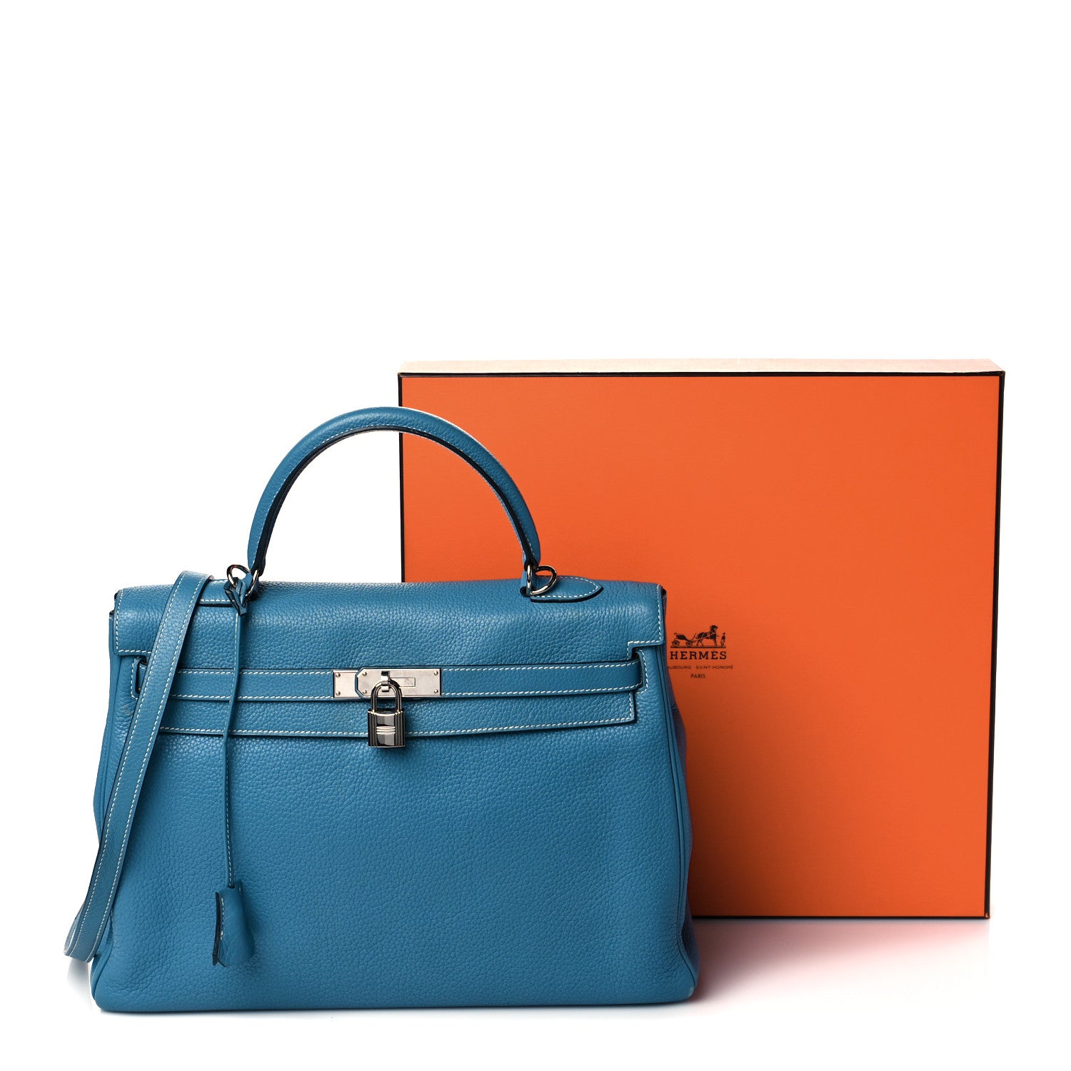 Hermes Taurillon Clemence Kelly Retourne 35 Blue Jean 10 of 10
