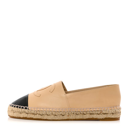 Chanel Lambskin CC Espadrilles 39 Beige Black 1 of 10
