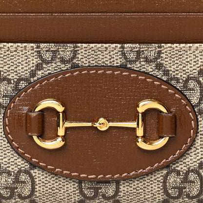 Gucci GG Supreme Monogram Azalea Calfskin Horsebit 1955 Zip Around ID Card Case Wallet Beige Ebony Brown Sugar 7 of 7