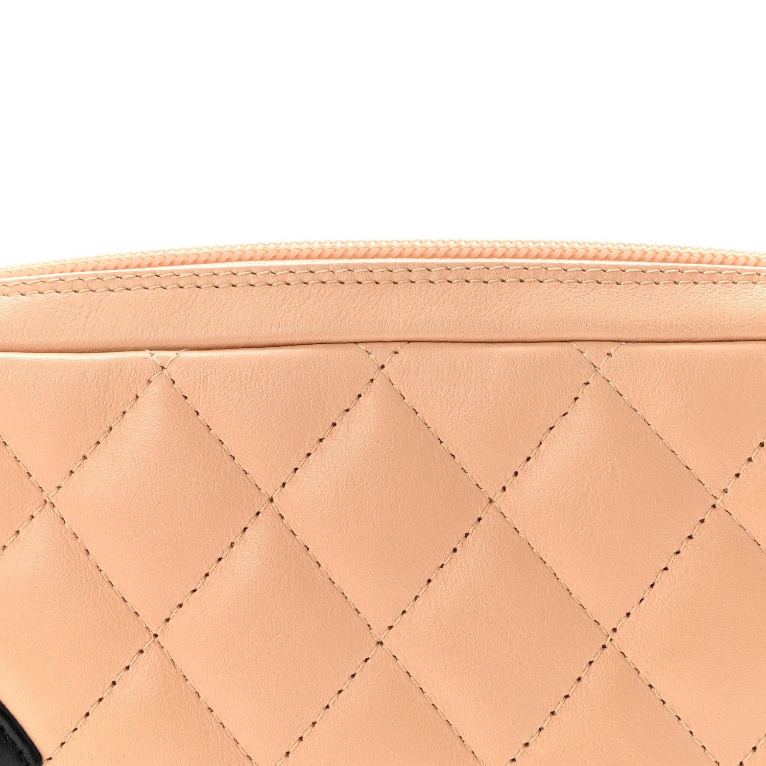 Chanel Calfskin Quilted Cambon Pochette Beige Black 8 of 11