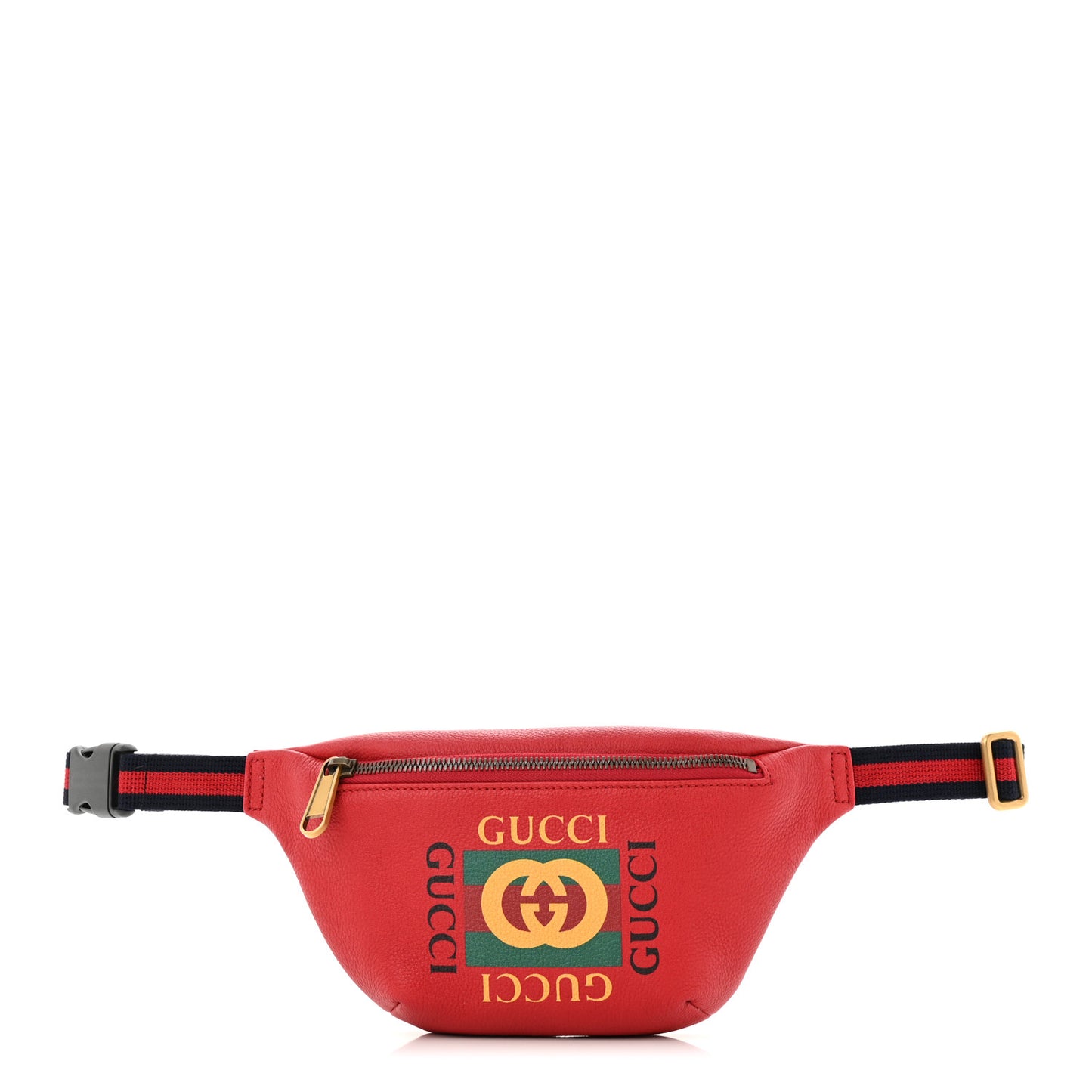 Grained Calfskin Small Logo Belt Bag Hibiscus Red