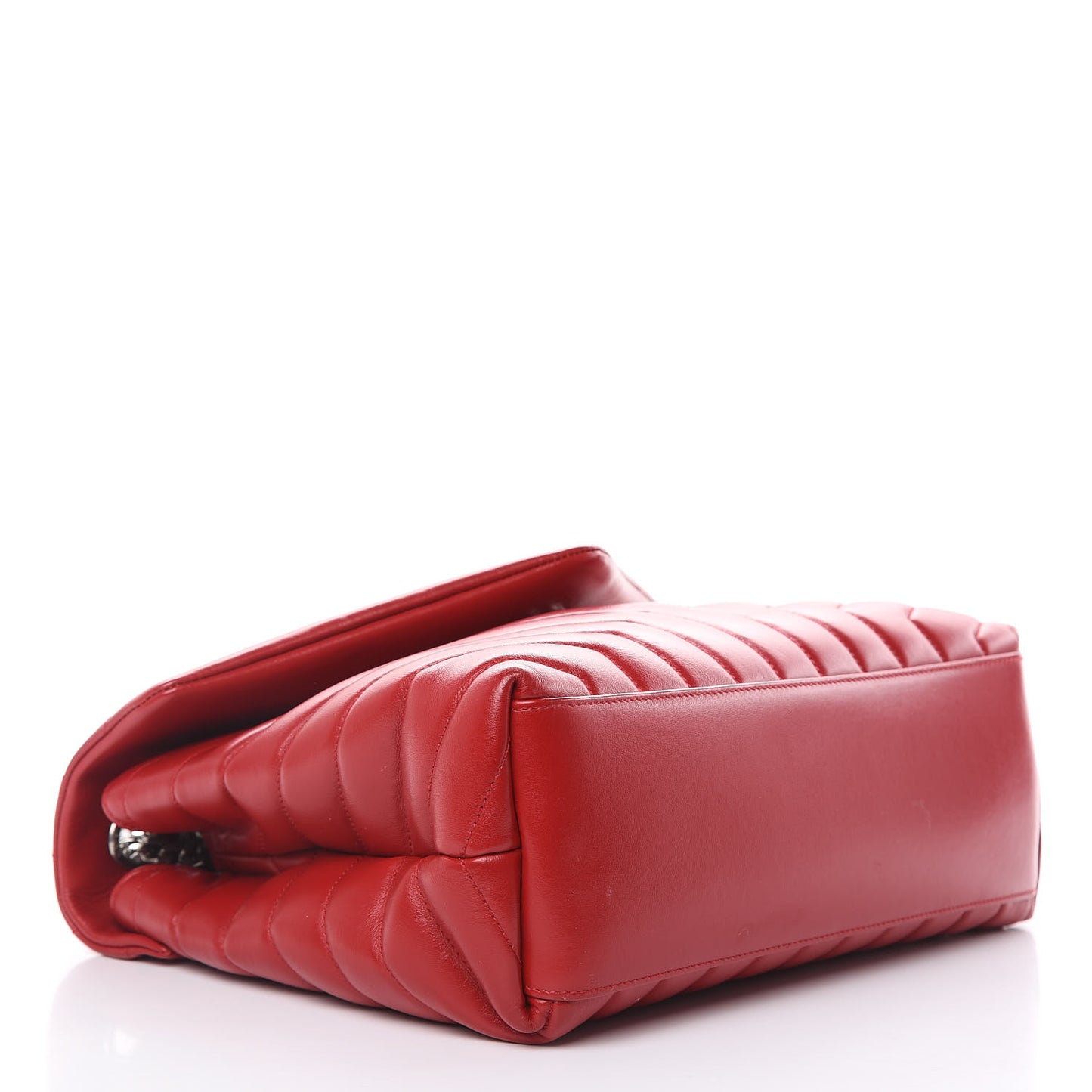 Calfskin Y Quilted Monogram Medium Loulou Chain Satchel Lipstick Red