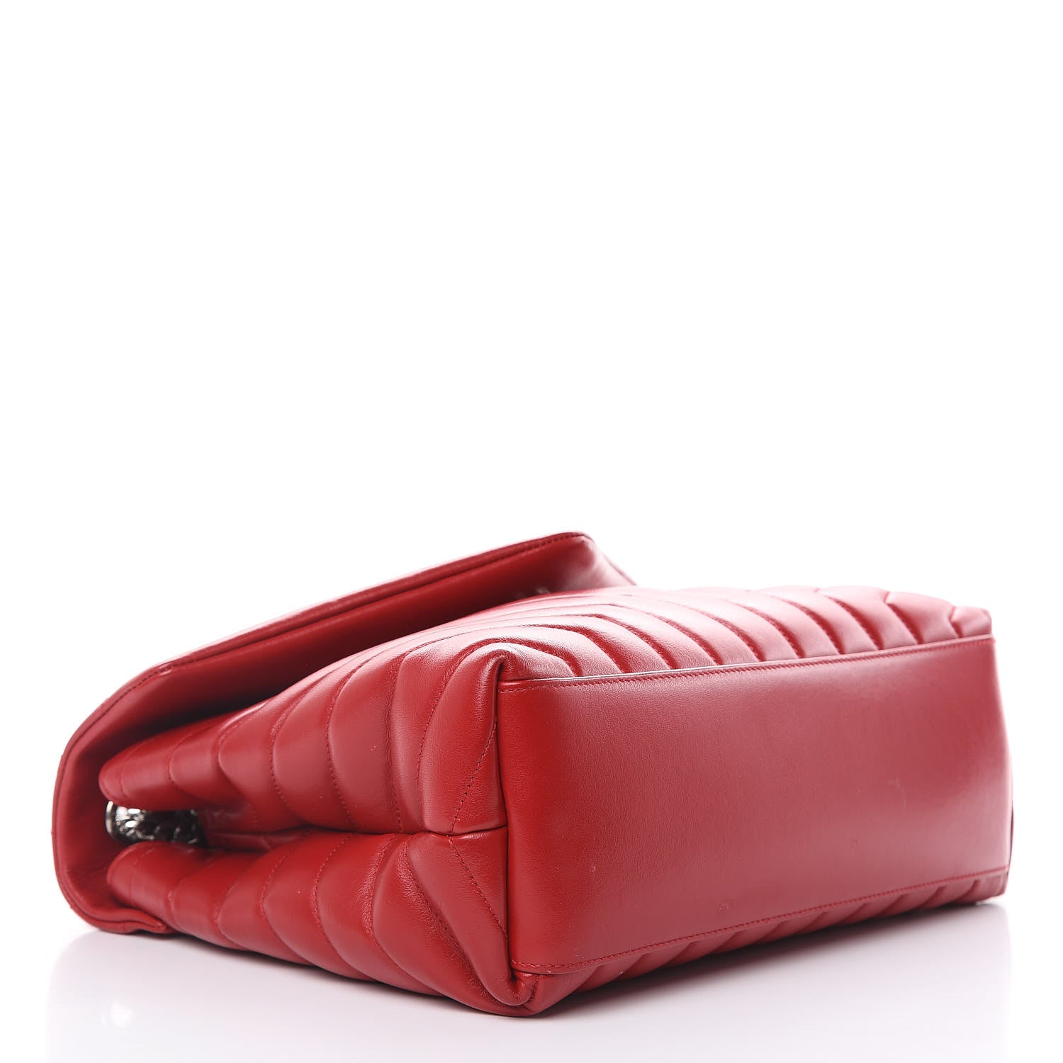Saint Laurent Calfskin Y Quilted Monogram Medium Loulou Chain Satchel Lipstick Red 4 of 14