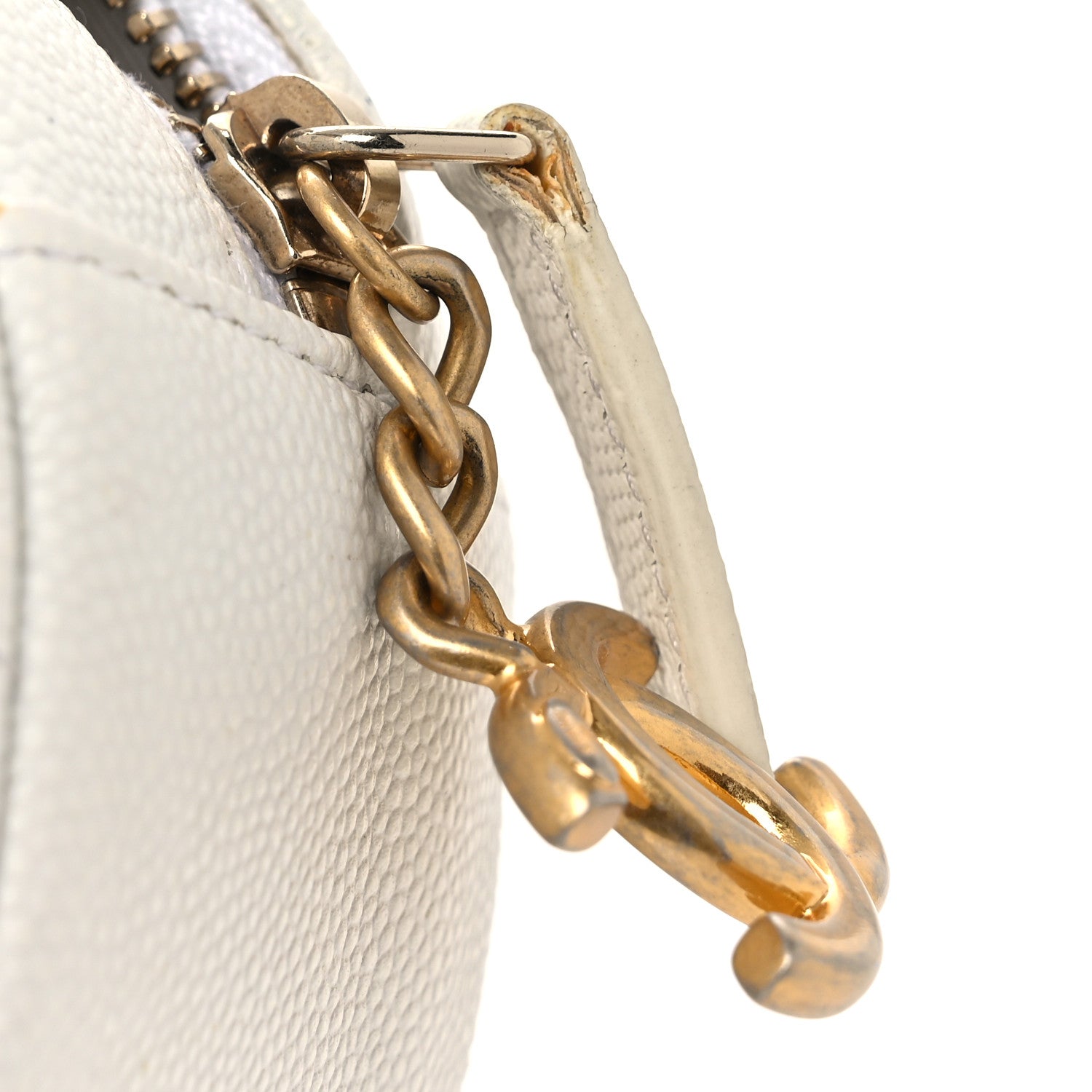Chanel Caviar Quilted Chain Handle Round Clutch With Chain Bag  White 11 of 13