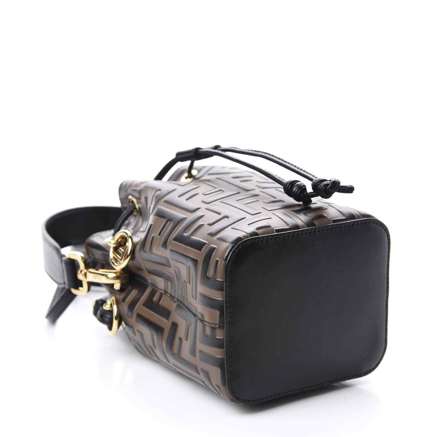 Vitello Liberty F is Fendi Bi-Color FF 1974 Embossed Mini Mon Tresor Bucket Bag Maya Black