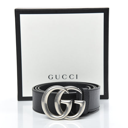 Gucci Textured Dollar Calfskin Nickel Double G 40mm Belt 105 42 Black 8 of 8