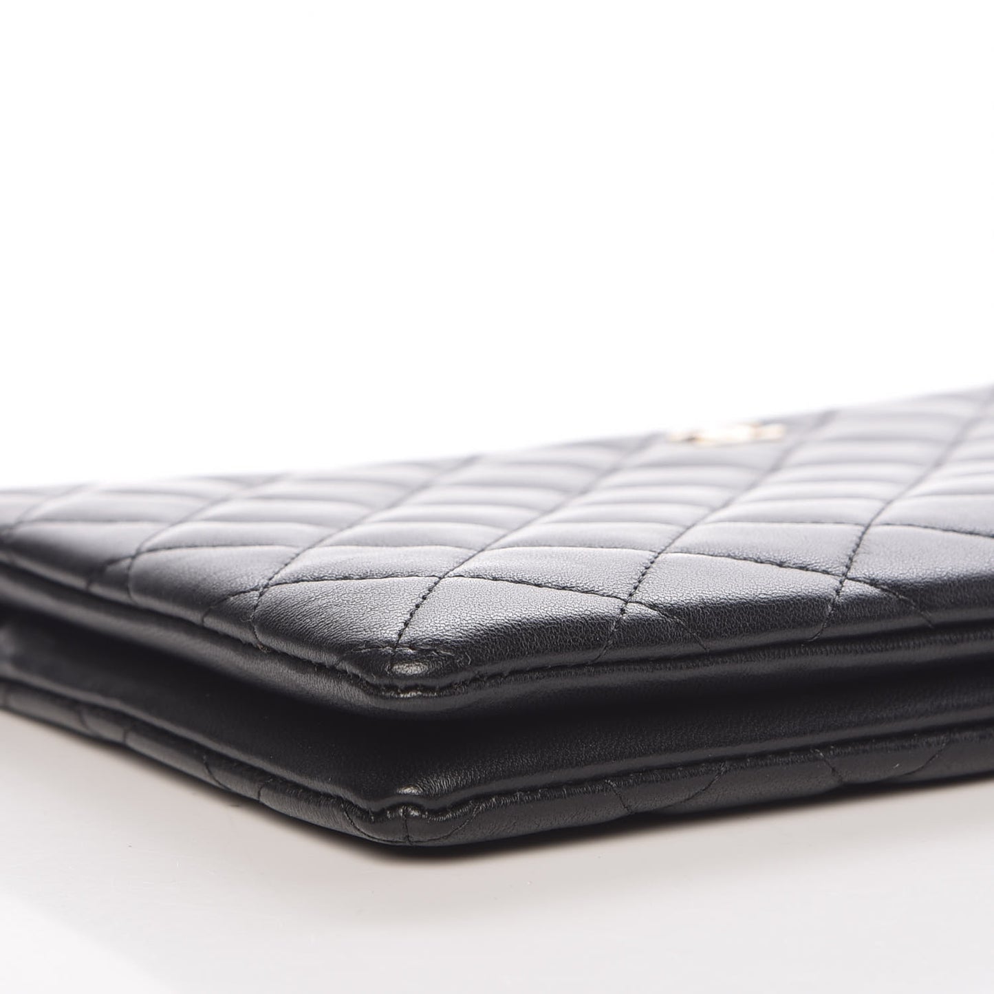 Lambskin Quilted Small Zipped Pouch Black
