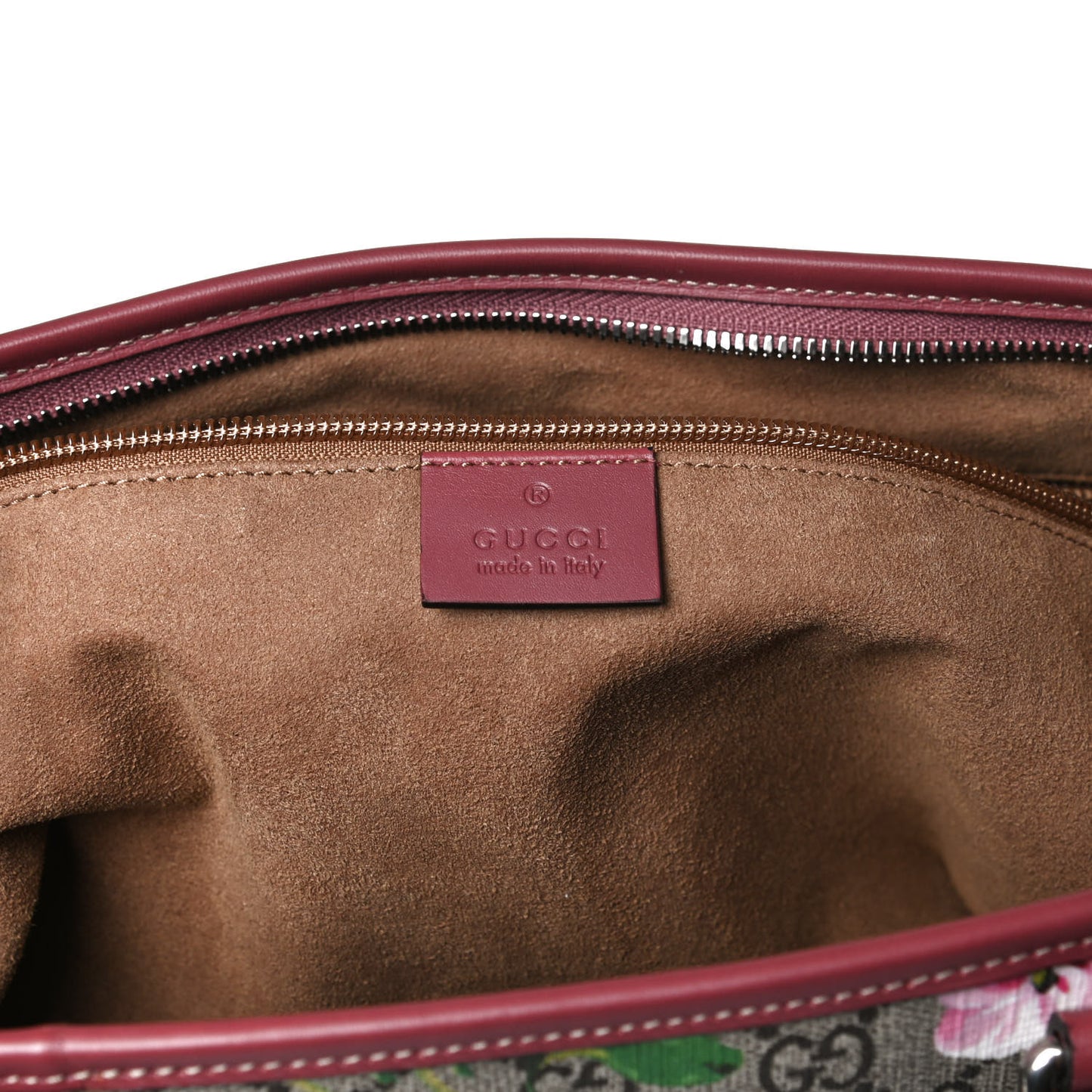 GG Supreme Monogram Blooms Medium Zippered Tote Beige Multicolor Dry Rose