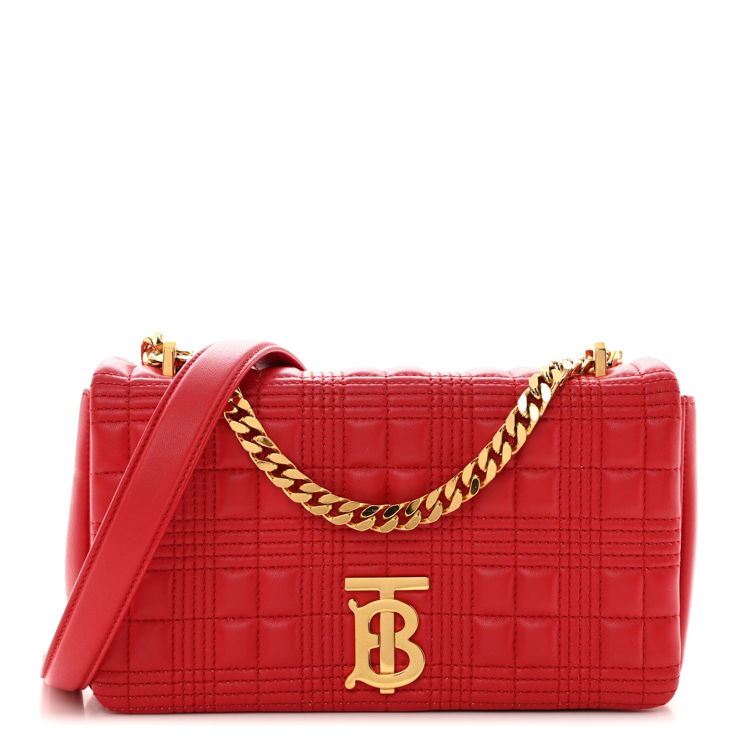 Burberry Lambskin Quilted Small Lola Bag Bright Red 1 of 10
