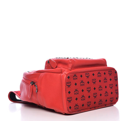 MCM Calfskin Studded Small Logo Backpack Red 4 of 11