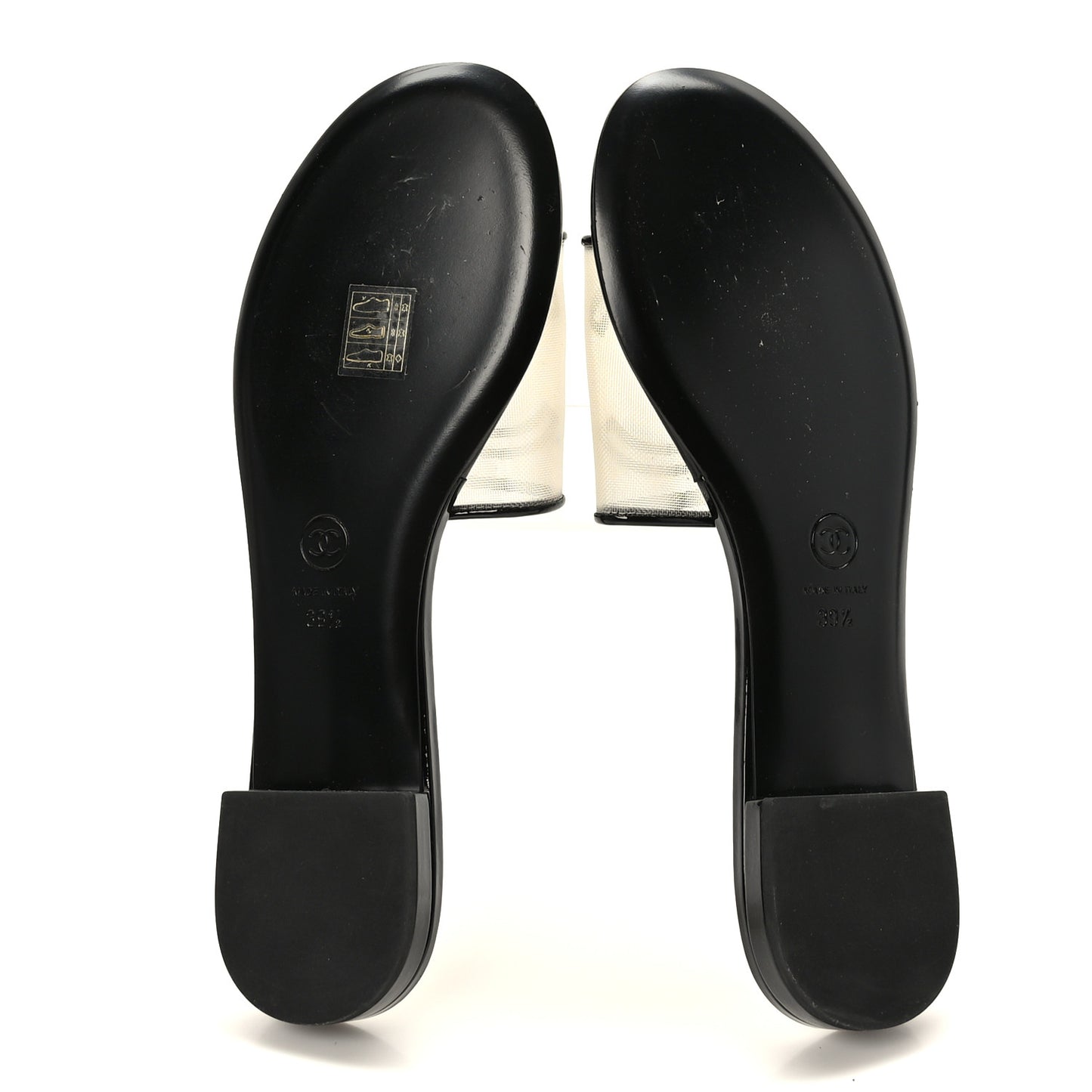 Mesh Patent Calfskin CC Sandal Mule 39.5 Beige Black