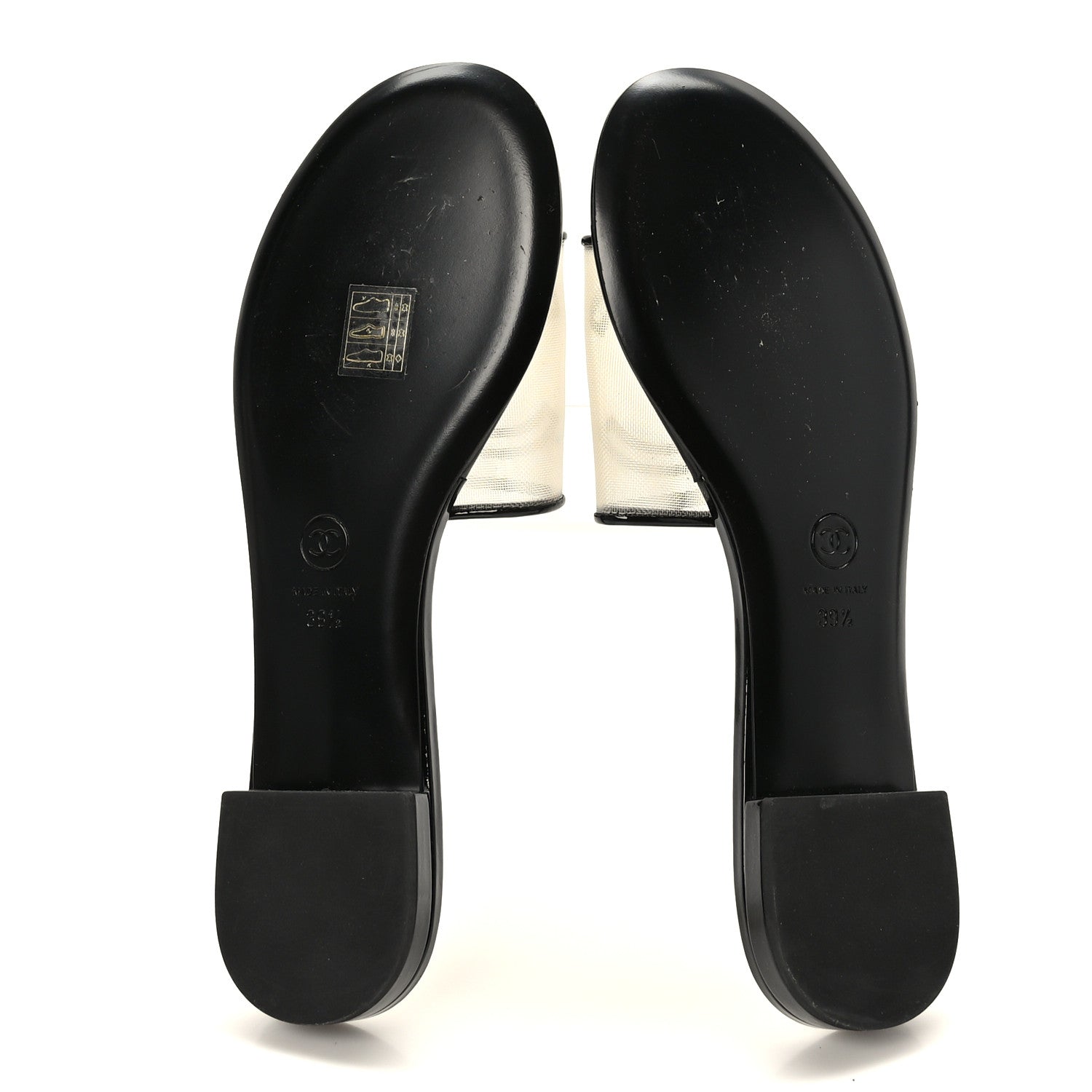 Chanel Mesh Patent Calfskin CC Sandal Mule 39.5 Beige Black 5 of 8