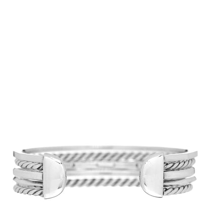 David Yurman Sterling Silver Diamond Hampton Blue Topaz 16.5mm Stax Color Cuff Bracelet 2 of 3