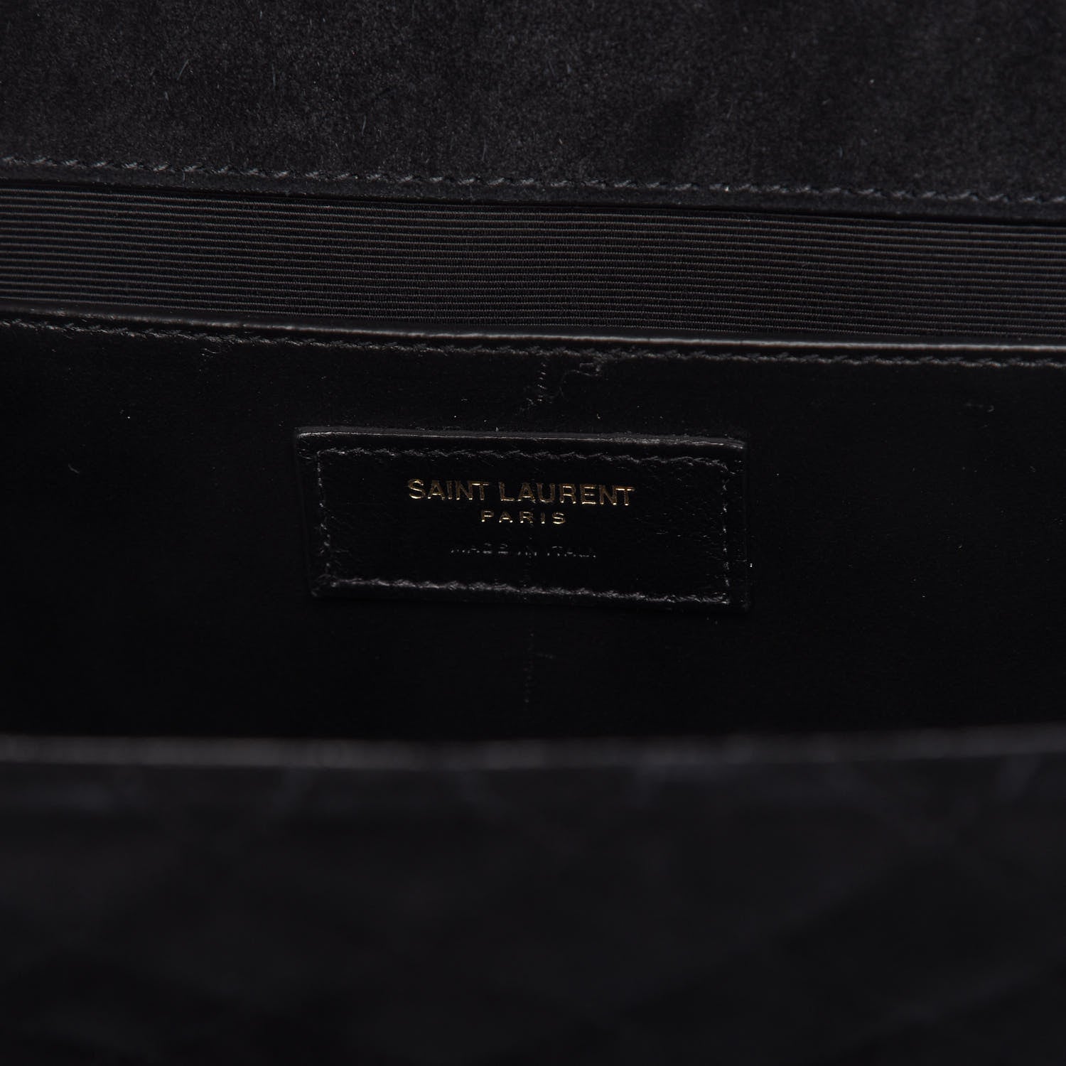 Saint Laurent Suede Mixed Matelasse Triquilt Medium Monogram Satchel Black 8 of 9