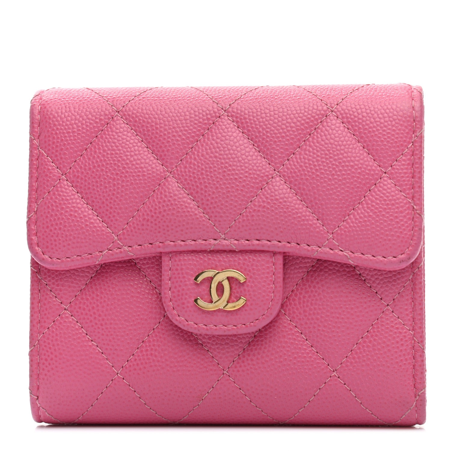 Chanel Caviar Quilted Compact Flap Wallet Pink 1 of 7