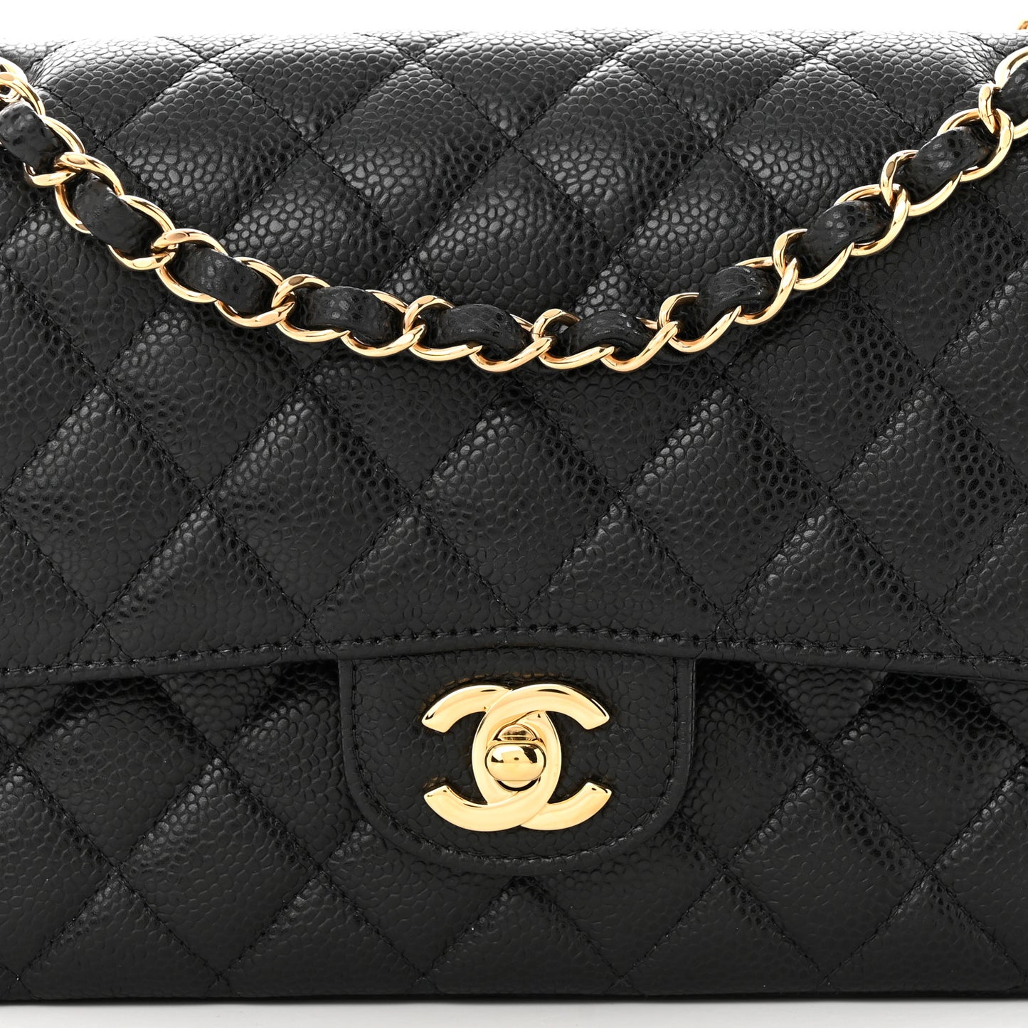 Caviar Quilted Medium Double Flap Black