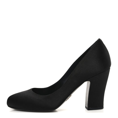 Prada Satin Block Heel Pump 36 Black 1 of 10