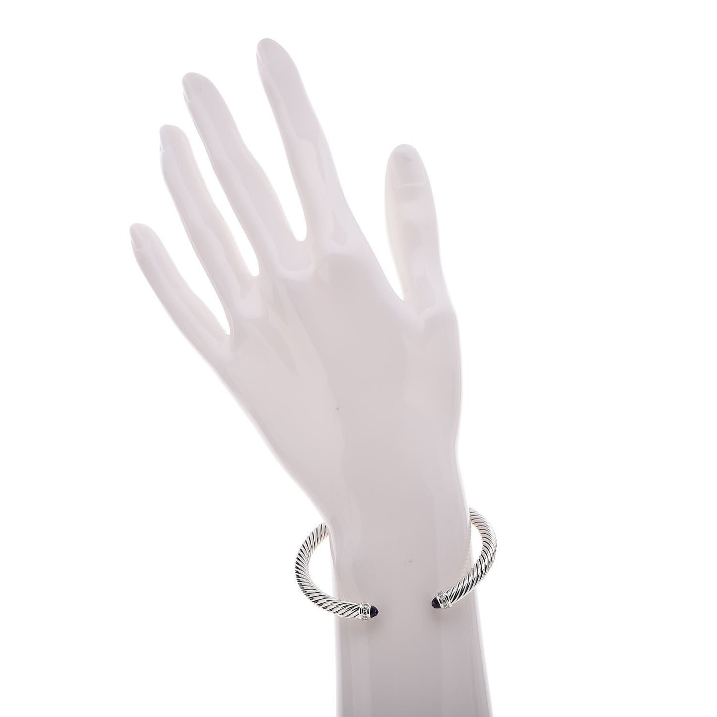 Sterling Silver Diamond Amethyst 5mm Cable Classics Bracelet