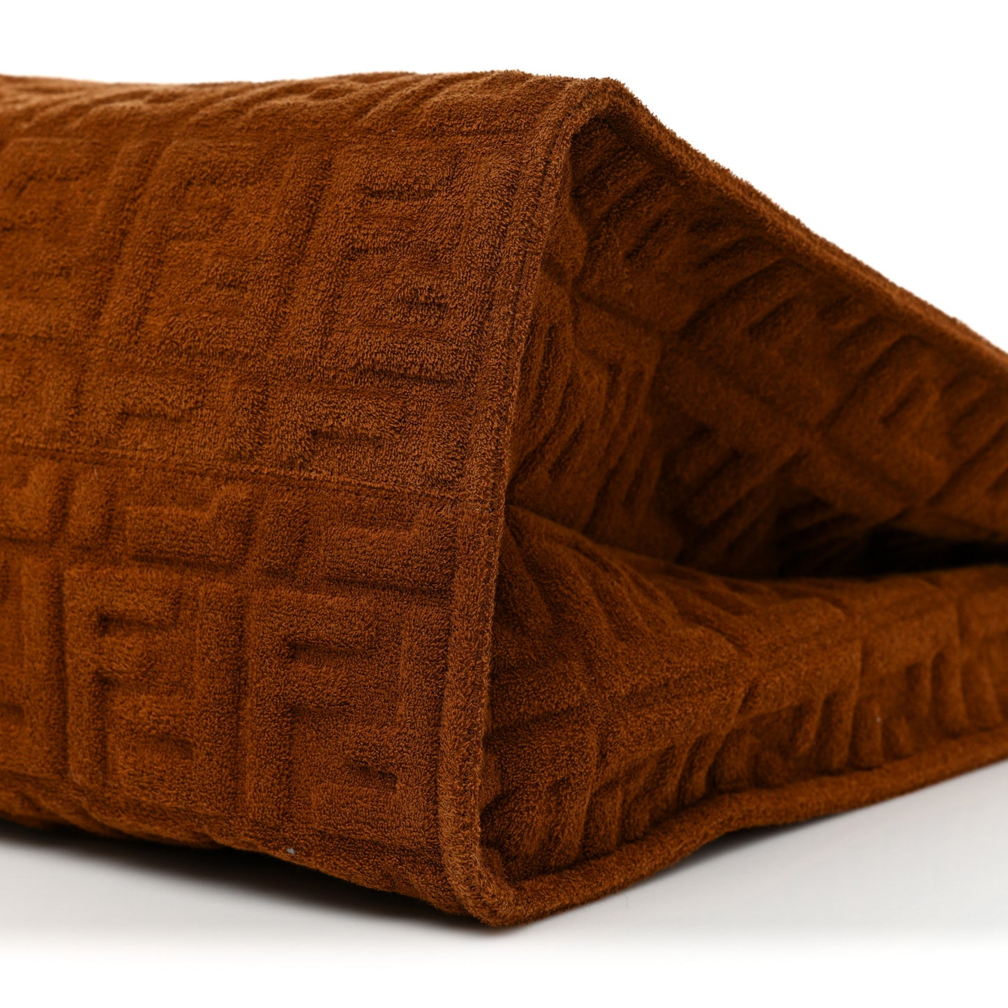 Terrycloth Plexiglass FF Embossed XL Fendi Sunshine Shopper Tote Caramel