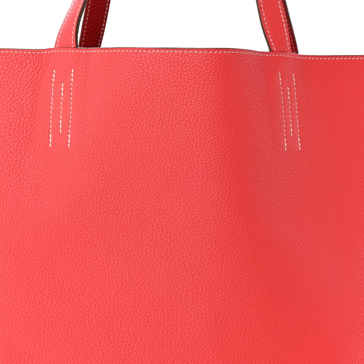 Taurillon Clemence Double Sens 45 Reversible Tote Rouge Casaque Rose Jaipur
