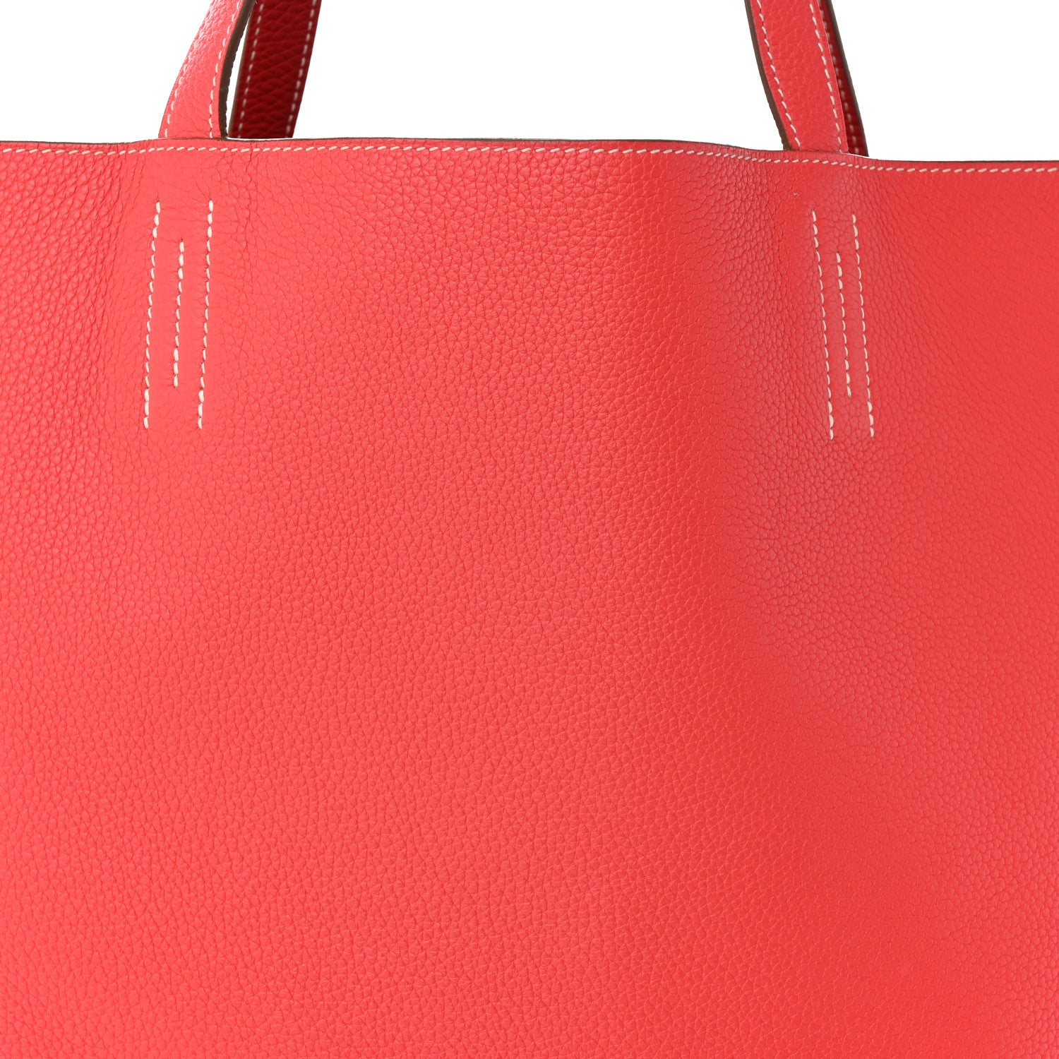 Hermes Taurillon Clemence Double Sens 45 Reversible Tote Rouge Casaque Rose Jaipur 12 of 19