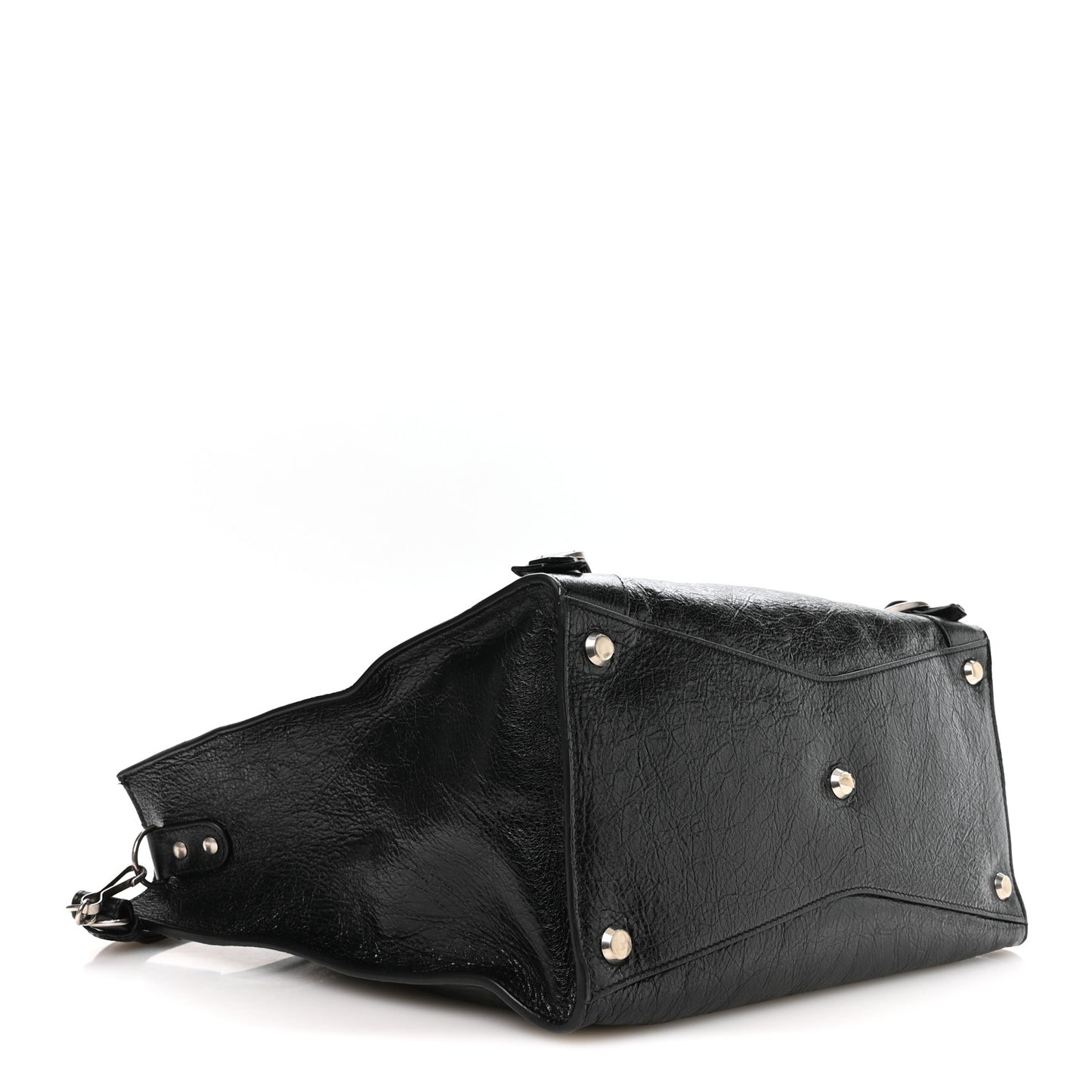 Agneau Arena Neo Classic Silver Hardware Large Upside Down Tote Black