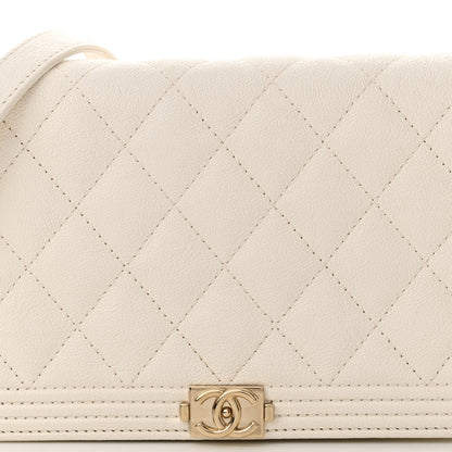 Chanel Caviar Quilted Boy Wallet On Chain WOC White 9 of 13