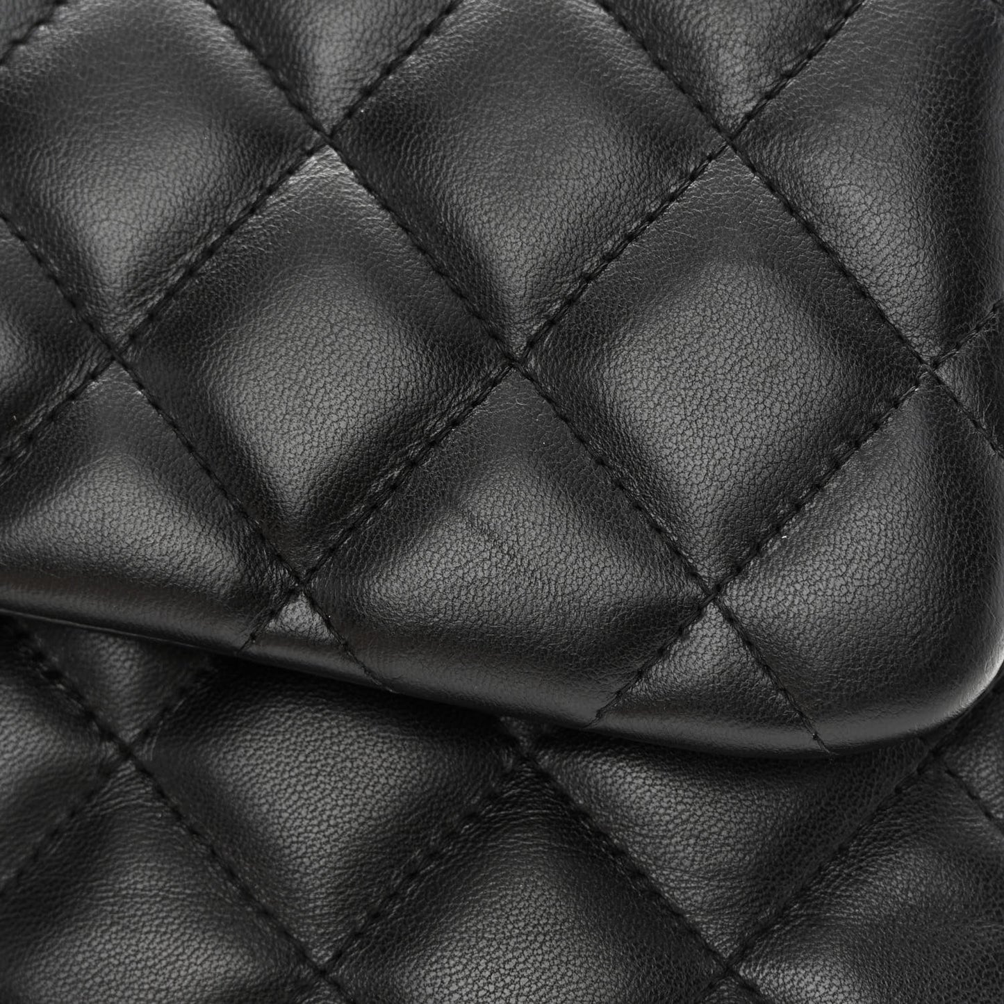 Lambskin Quilted Jumbo Double Flap Black