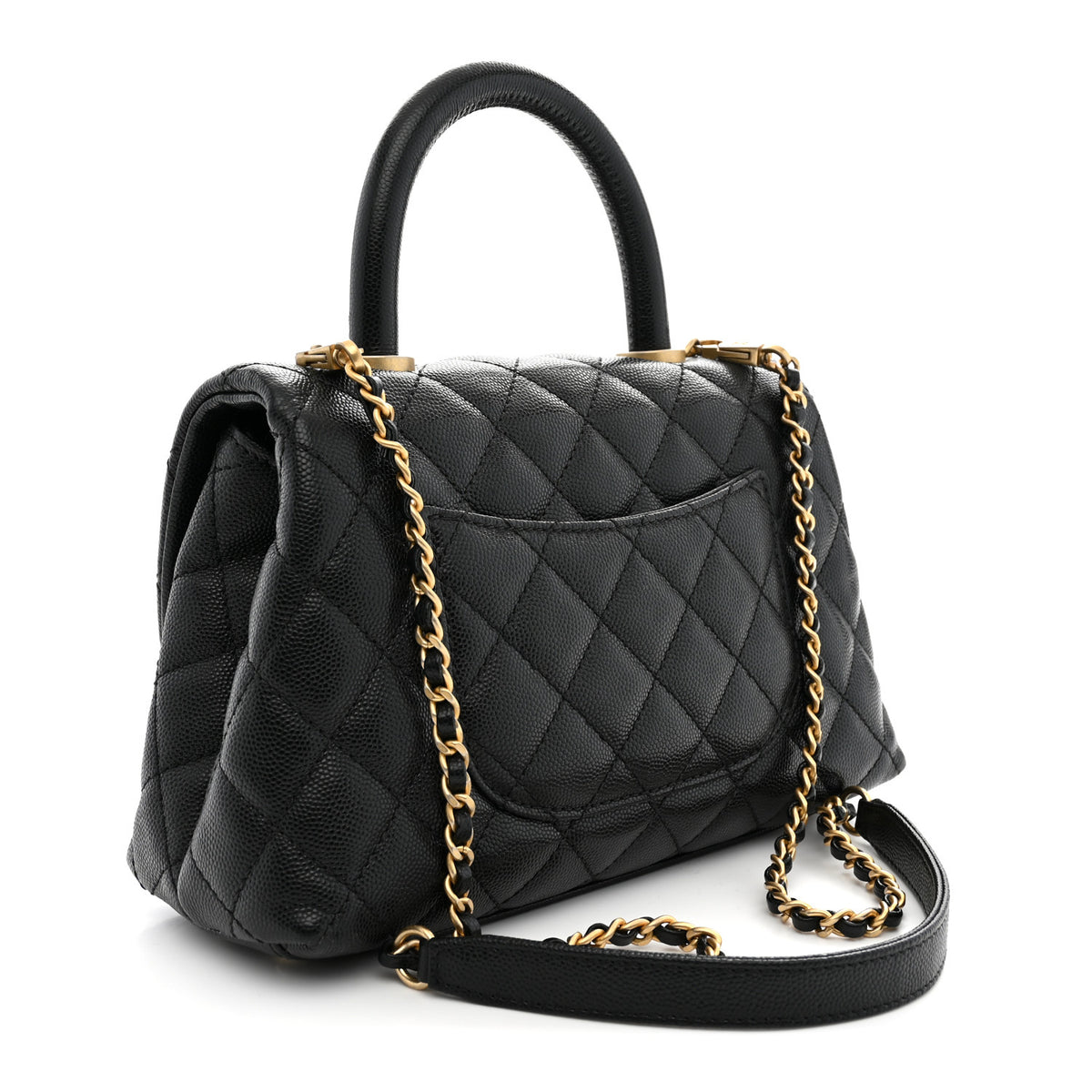 Caviar Quilted Mini Coco Handle Flap Black
