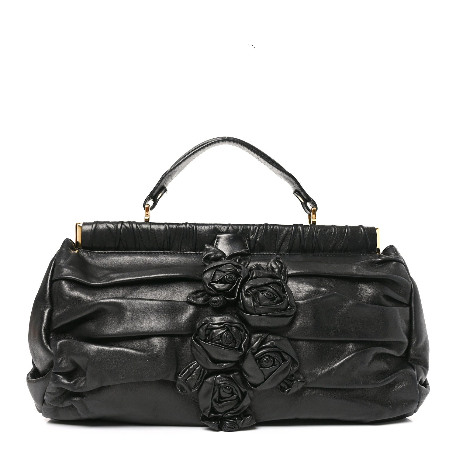 Valentino Garavani Nappa Jardin Rose Framed Duffel Black 1 of 10