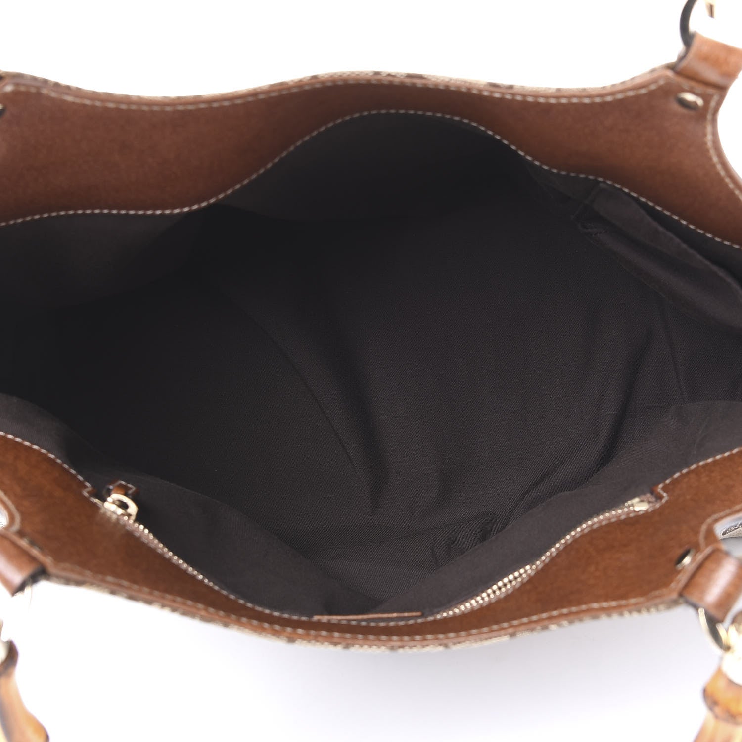 Gucci Monogram Bamboo Handle Bag Brown 4 of 10