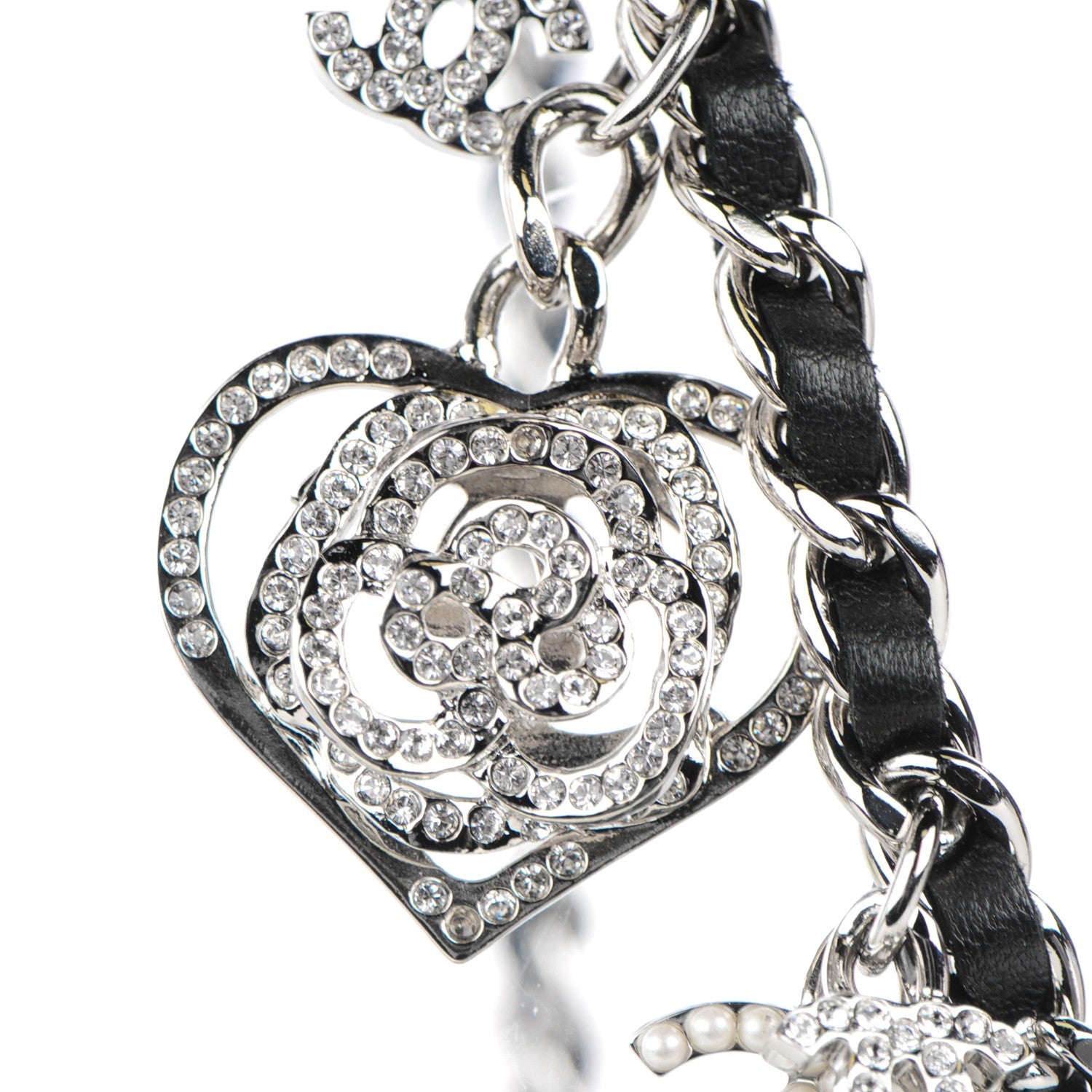 Chanel Lambskin Quilted Crystal Valentine Charms Mini Phone Holder Crossbody Bag Black 6 of 13