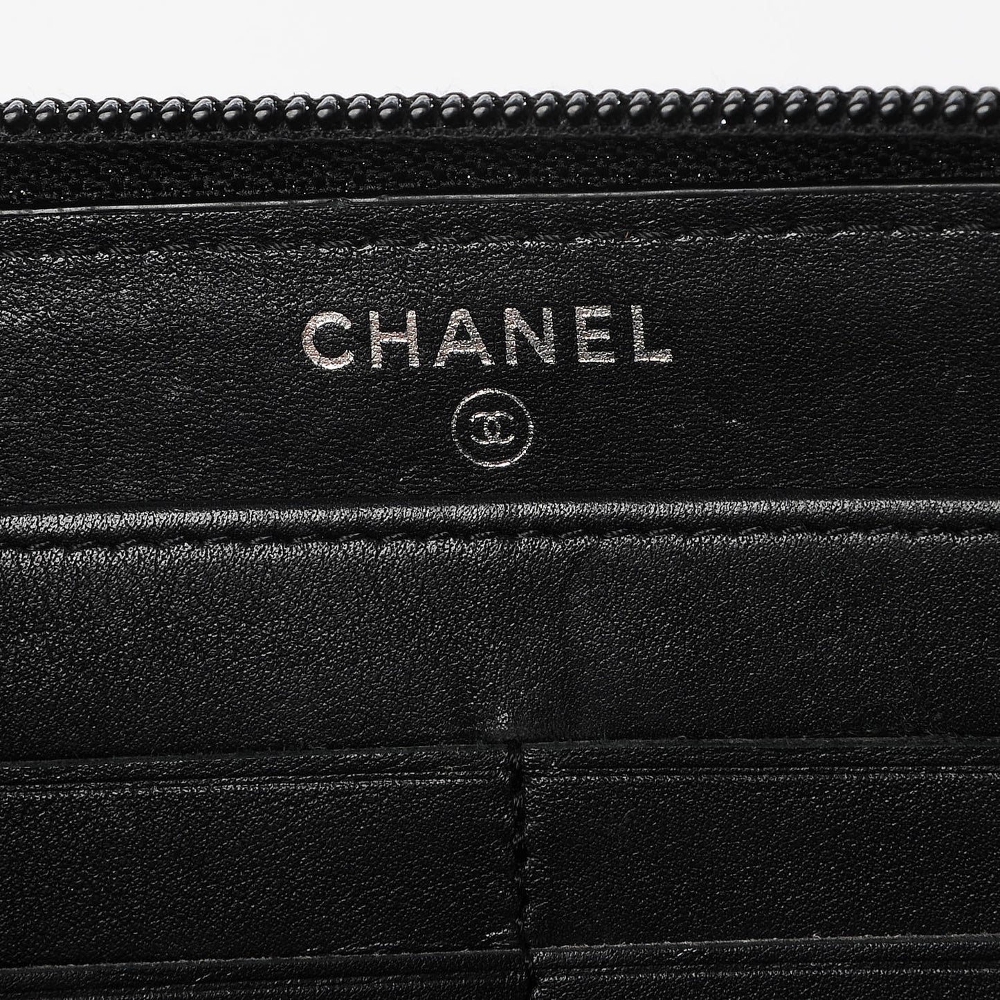 Calfskin Chevron Zip Around Boy Wallet Black