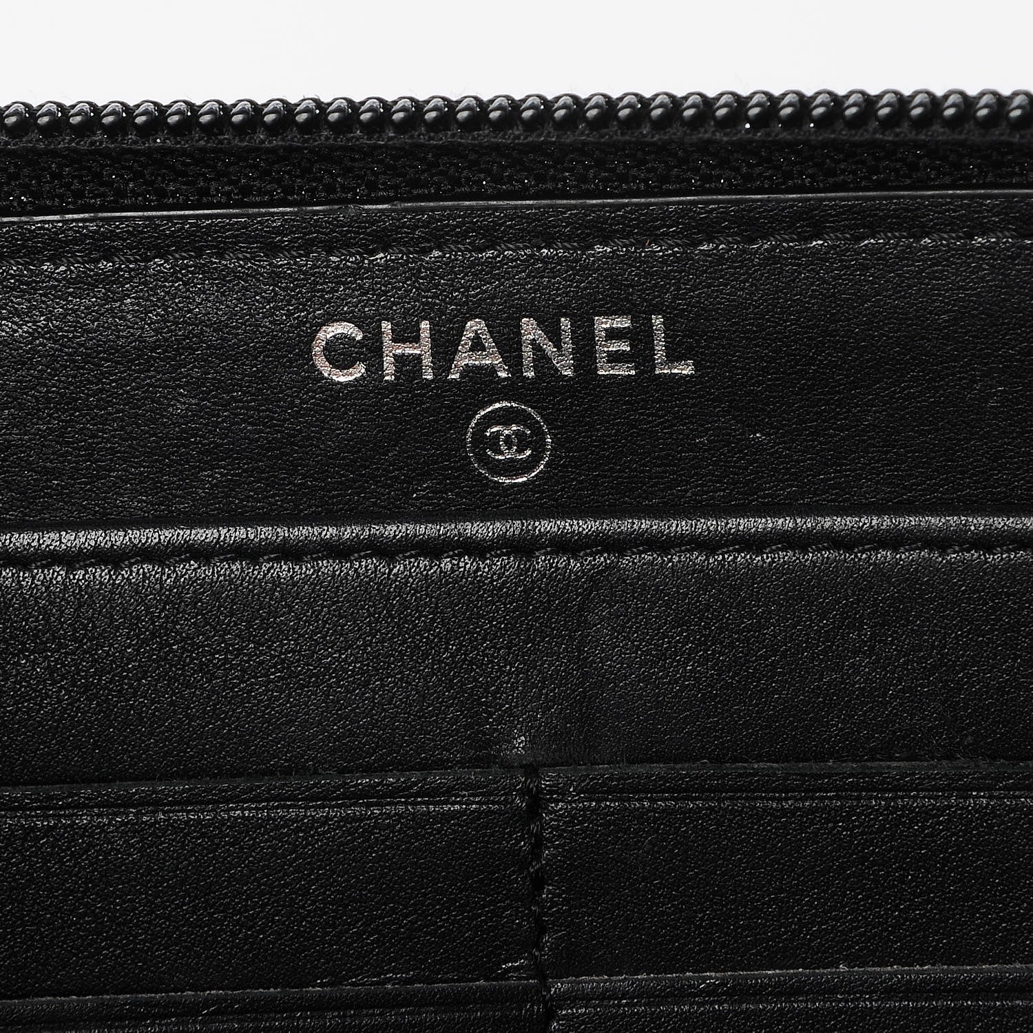 Chanel Calfskin Chevron Zip Around Boy Wallet Black 6 of 8