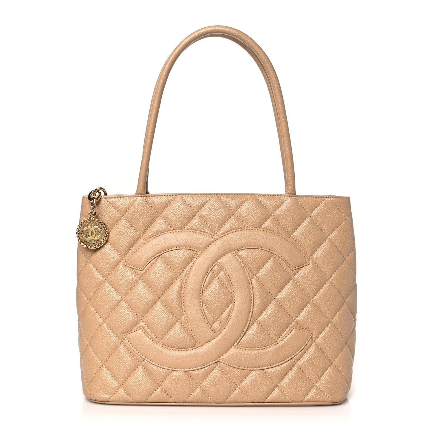 Caviar Quilted Medallion Tote Beige
