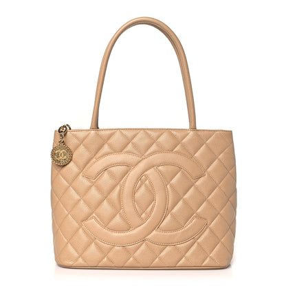 Chanel Caviar Quilted Medallion Tote Beige 1 of 13