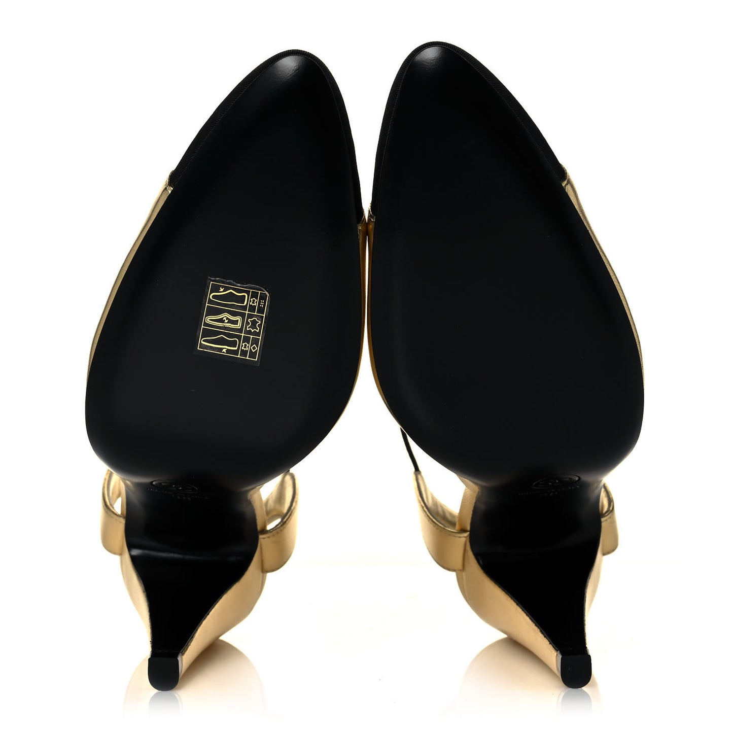 Laminated Lambskin Grosgrain Cap Toe CC Pumps 38 Gold Black