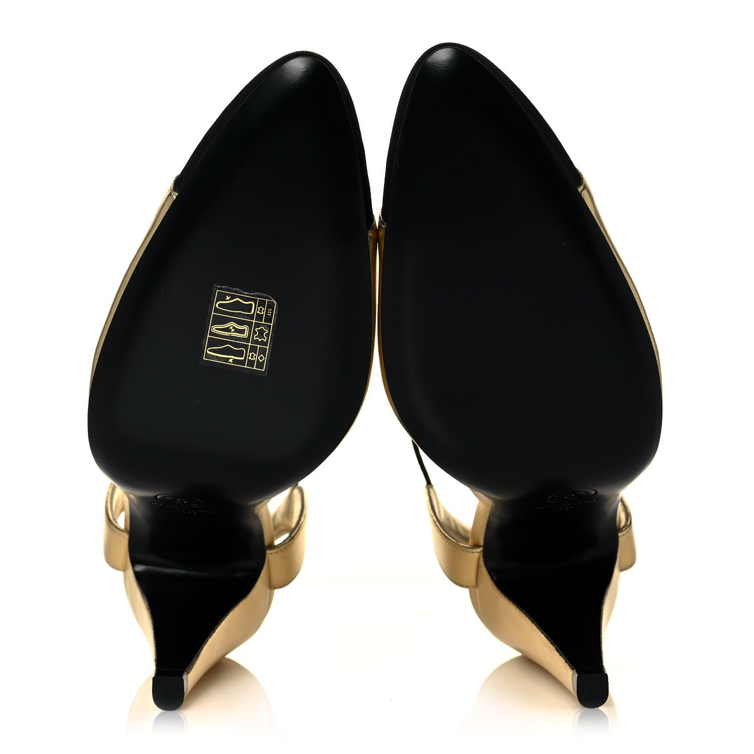 Chanel Laminated Lambskin Grosgrain Cap Toe CC Pumps 38 Gold Black 5 of 10